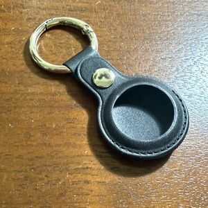 Black leather AirTag holder